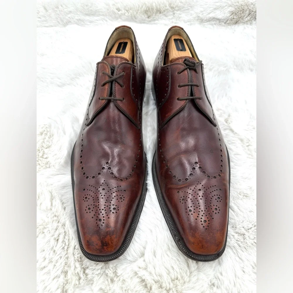 Magnanni Men’s Leather Wingtip Oxford Shoes Size 14‎ Brown Dress Shoes
